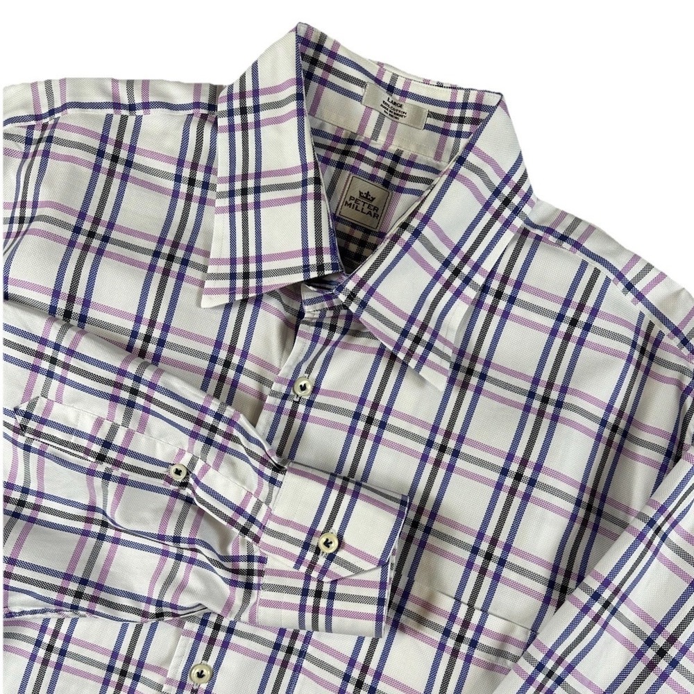 Peter Miller Crown Sport Button Up Plaid Long Sleeve Shirt Size Large Cotton